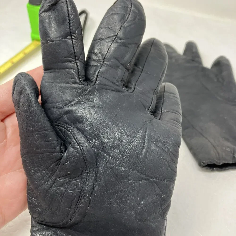 Soft Black Leather Gloves CASHMERE lined Women’s Sz 7 Vintage Philippines